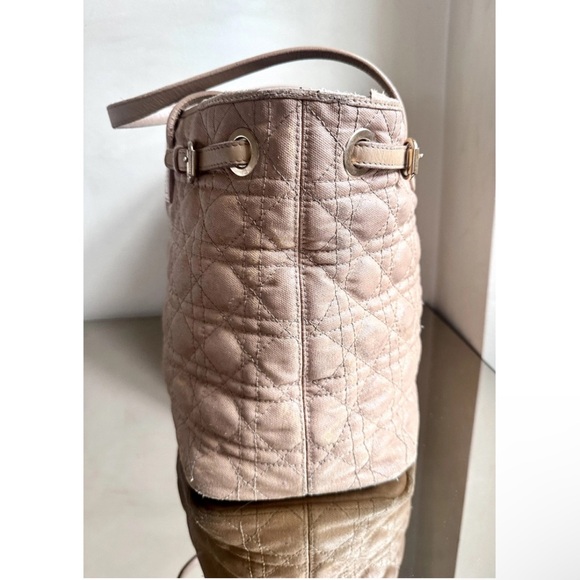 SOLD Dior  leather & coated canvas  Cannage Panarea  bag in Rosata pink / beige - Picture 5 of 10